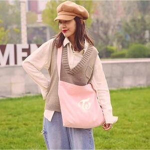 TWICE Kpop Girl Group Twice Pink Canvas Bag